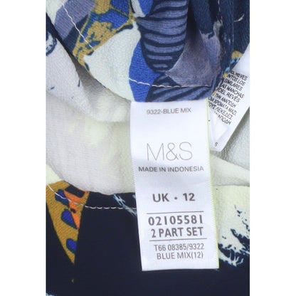 Per Una M&S Women Multicoloured UK 12 Wrap Geometric Long Sleeve Blouse