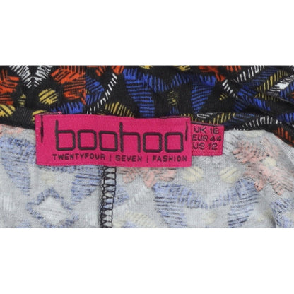Boohoo Women Multicoloured UK 16 Aztec Geometric A-Line Hi-Low Dress