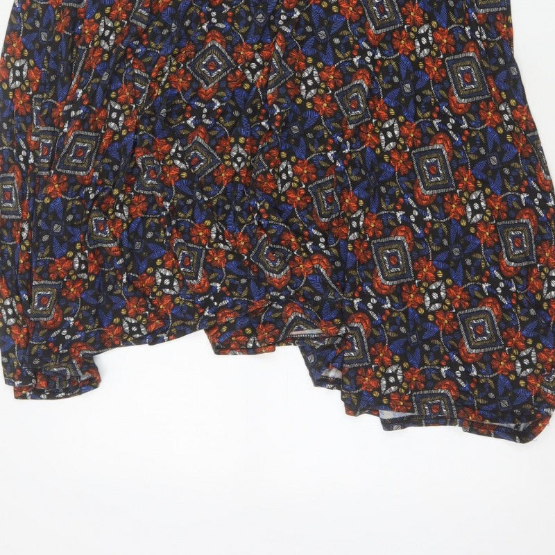 Boohoo Women Multicoloured UK 16 Aztec Geometric A-Line Hi-Low Dress