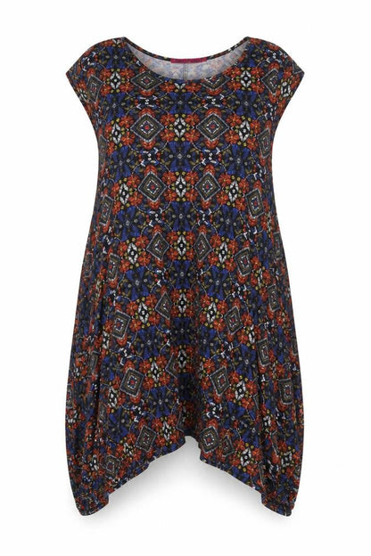 Boohoo Women Multicoloured UK 16 Aztec Geometric A-Line Hi-Low Dress