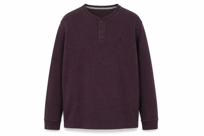 Next Men’s Purple L Cotton Henley Long Sleeve Button Top