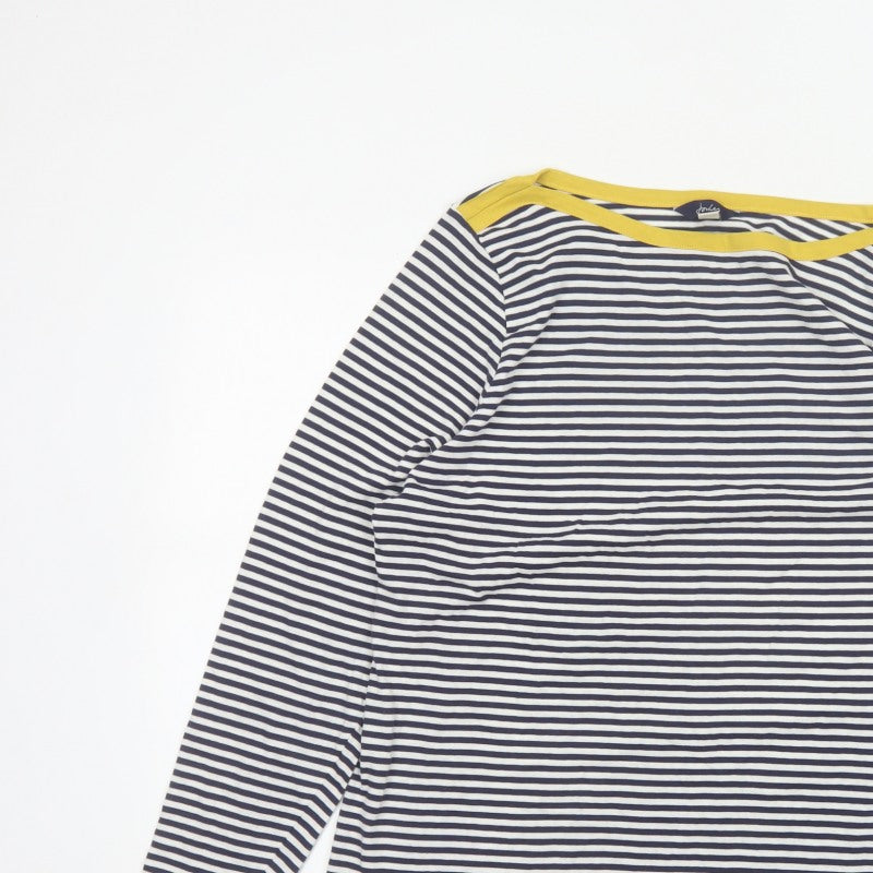 Joules Women Multicoloured UK 16 Striped Boat Neck Long Sleeve Jersey Top