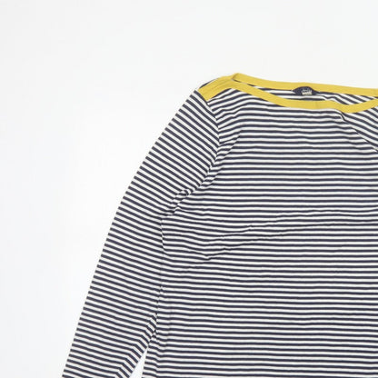 Joules Women Multicoloured UK 16 Striped Boat Neck Long Sleeve Jersey Top