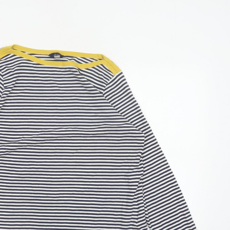 Joules Women Multicoloured UK 16 Striped Boat Neck Long Sleeve Jersey Top