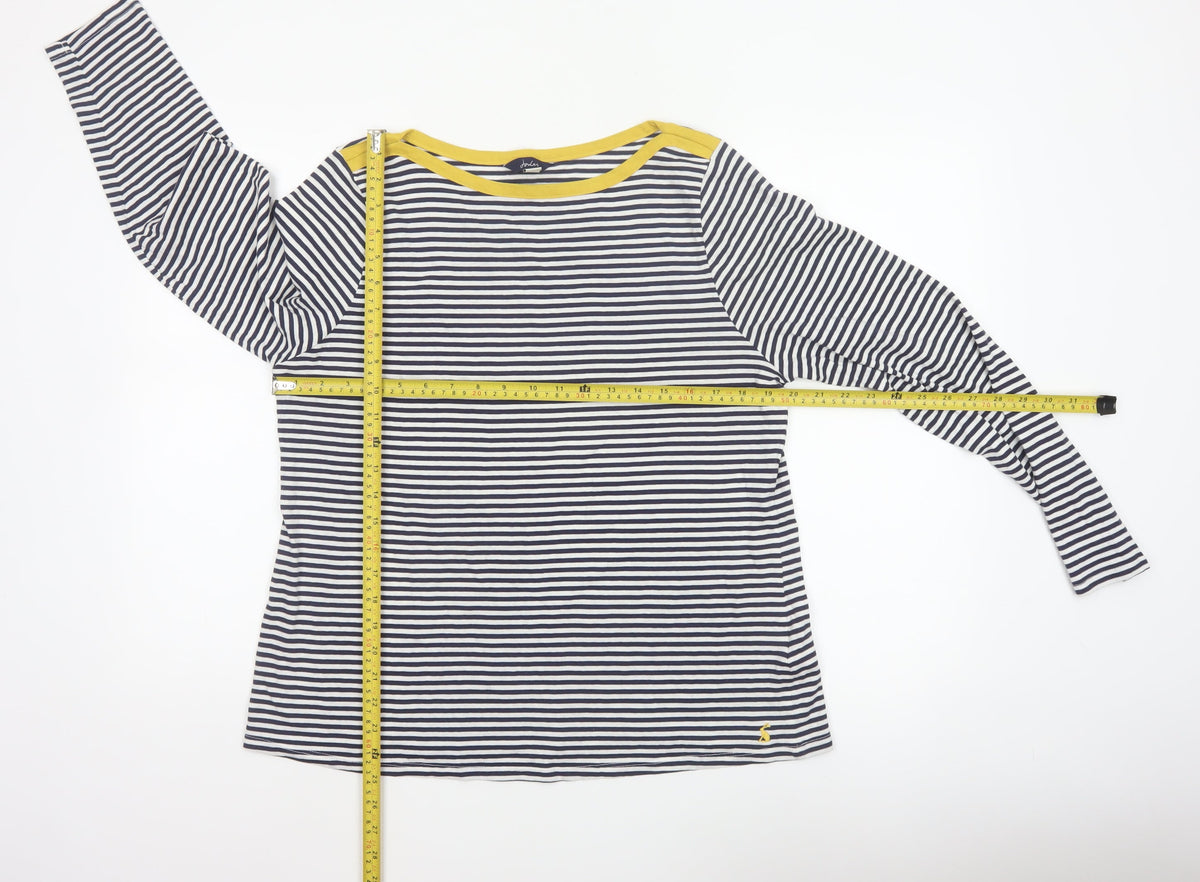 Joules Women Multicoloured UK 16 Striped Boat Neck Long Sleeve Jersey Top