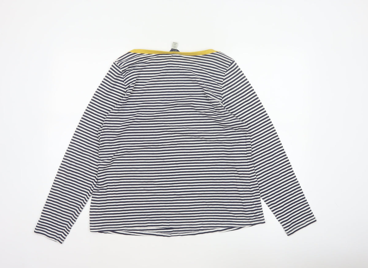 Joules Women Multicoloured UK 16 Striped Boat Neck Long Sleeve Jersey Top