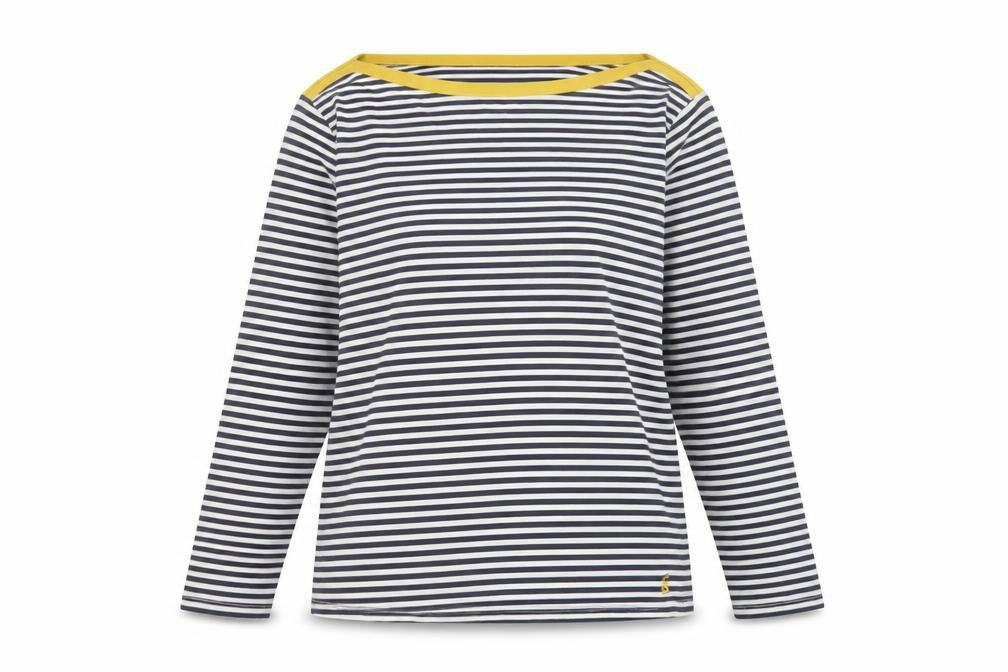 Joules Women Multicoloured UK 16 Striped Boat Neck Long Sleeve Jersey Top