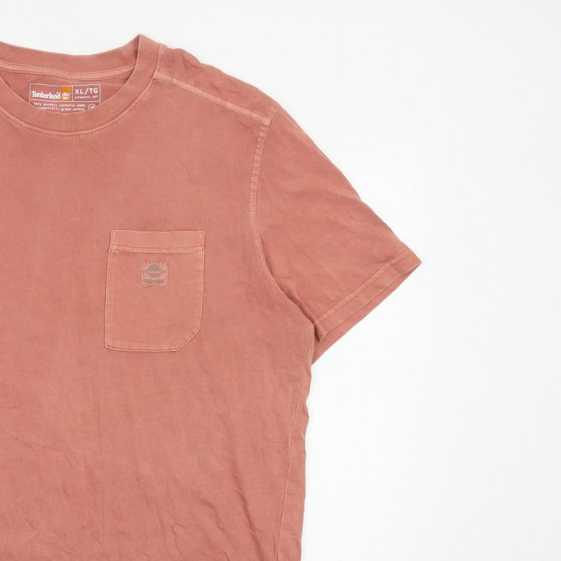 Timberland Men’s Pink XL Organic Cotton Pocket Crew Neck T-Shirt