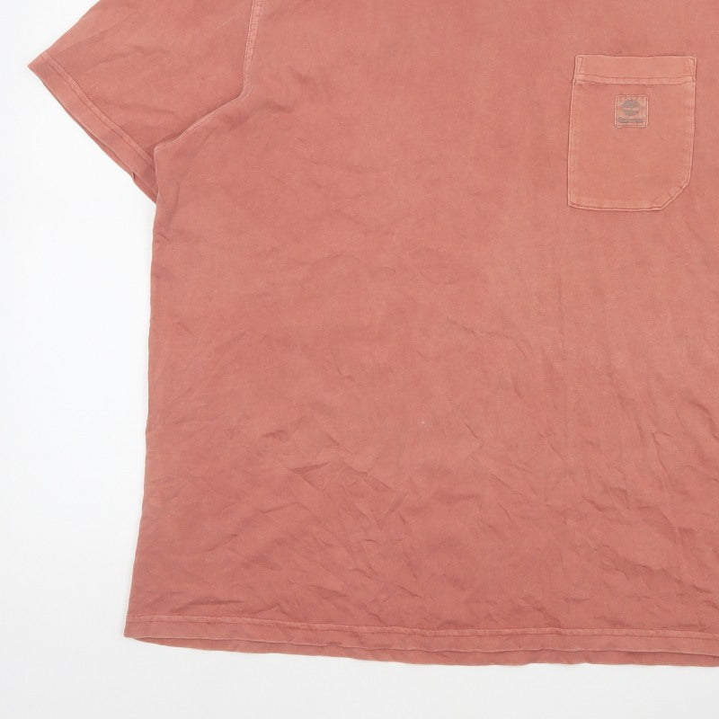 Timberland Men’s Pink XL Organic Cotton Pocket Crew Neck T-Shirt