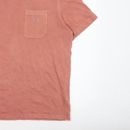 Timberland Men’s Pink XL Organic Cotton Pocket Crew Neck T-Shirt