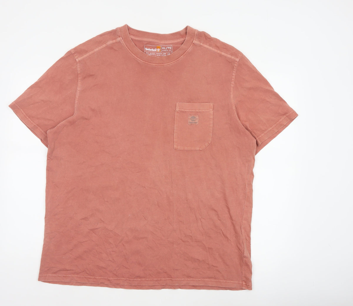 Timberland Men’s Pink XL Organic Cotton Pocket Crew Neck T-Shirt
