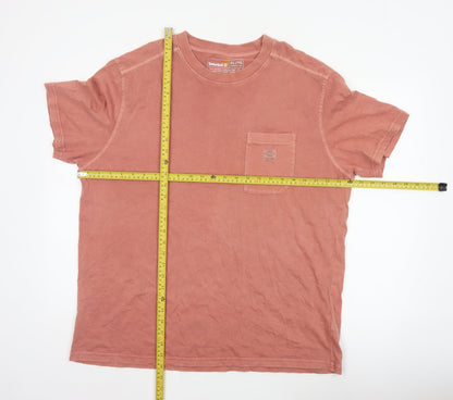 Timberland Men’s Pink XL Organic Cotton Pocket Crew Neck T-Shirt