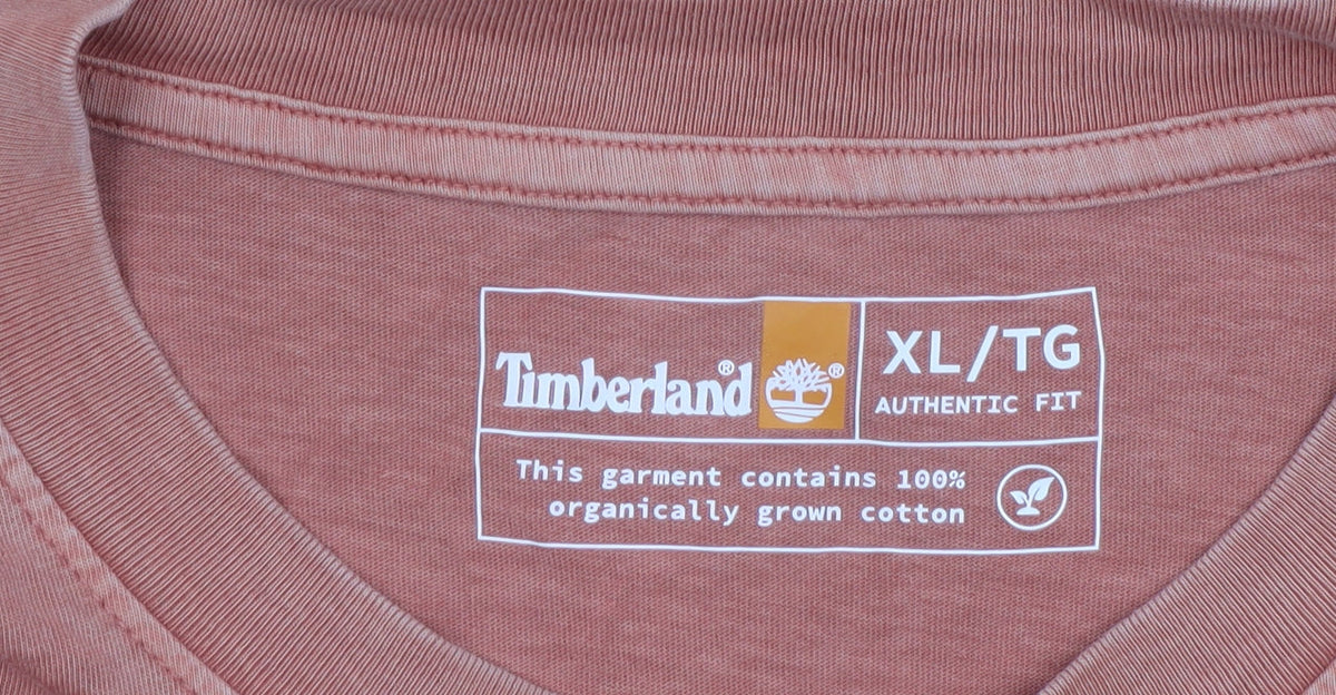 Timberland Men’s Pink XL Organic Cotton Pocket Crew Neck T-Shirt