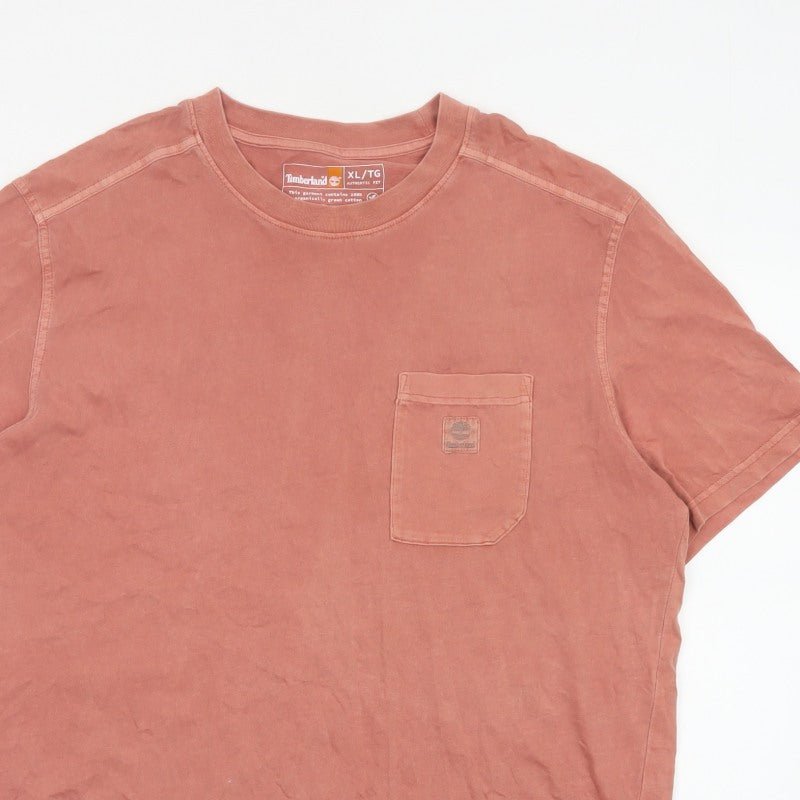 Timberland Men’s Pink XL Organic Cotton Pocket Crew Neck T-Shirt
