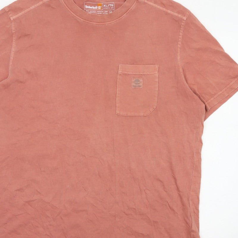 Timberland Men’s Pink XL Organic Cotton Pocket Crew Neck T-Shirt