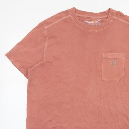 Timberland Men’s Pink XL Organic Cotton Pocket Crew Neck T-Shirt