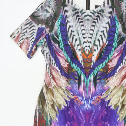 Forever Unique Women Multicoloured UK 16 Bodycon Feather Print Dress