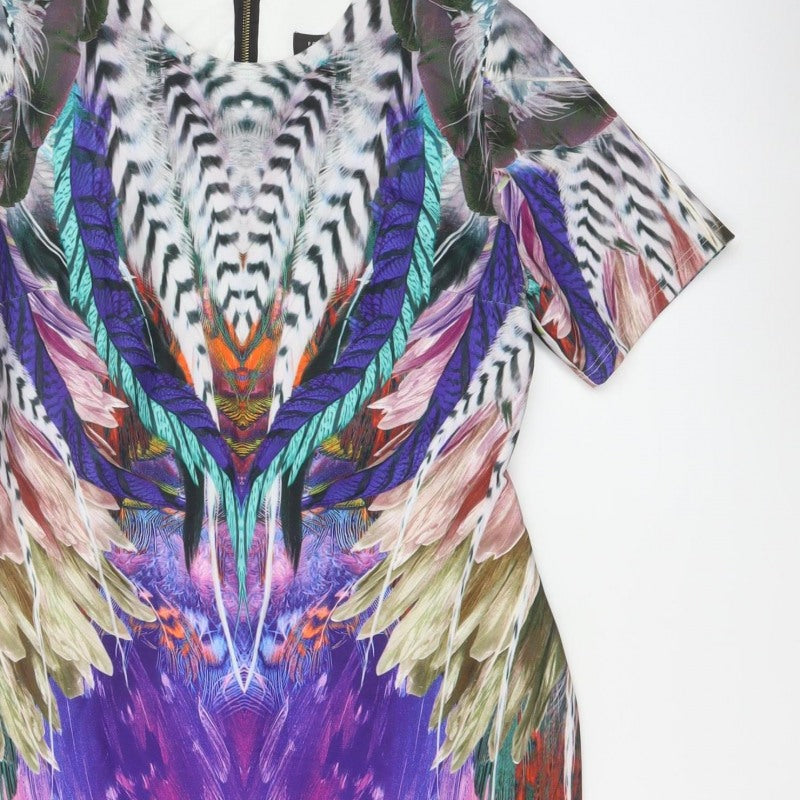 Forever Unique Women Multicoloured UK 16 Bodycon Feather Print Dress