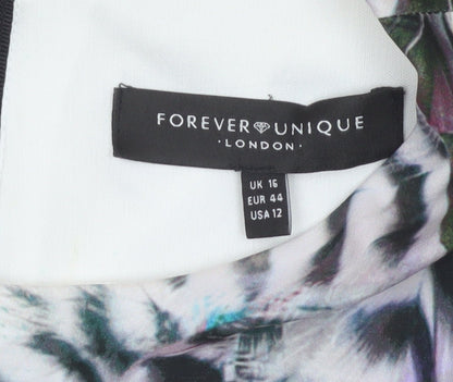 Forever Unique Women Multicoloured UK 16 Bodycon Feather Print Dress
