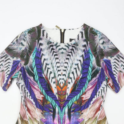 Forever Unique Women Multicoloured UK 16 Bodycon Feather Print Dress