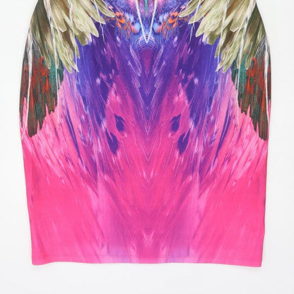 Forever Unique Women Multicoloured UK 16 Bodycon Feather Print Dress