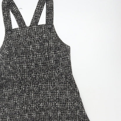New Look Women Black Check Pinafore Dress Size 10 Short Lined