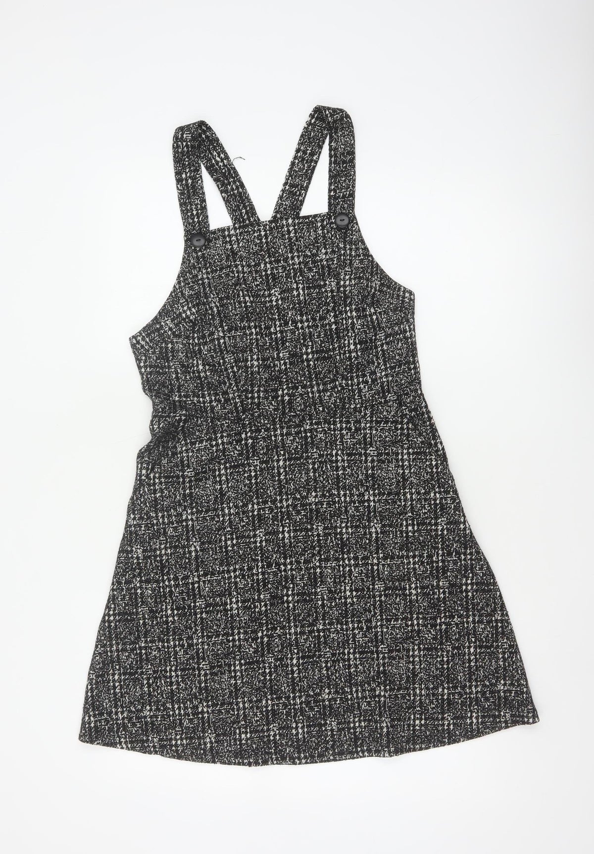 New Look Women Black Check Pinafore Dress Size 10 Short Lined