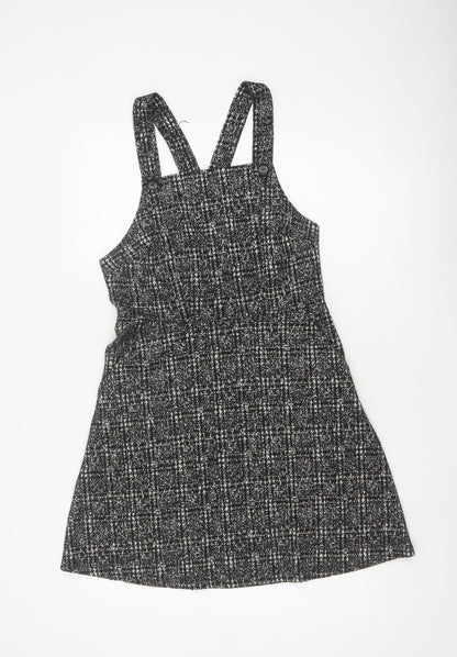 New Look Women Black Check Pinafore Dress Size 10 Short Lined