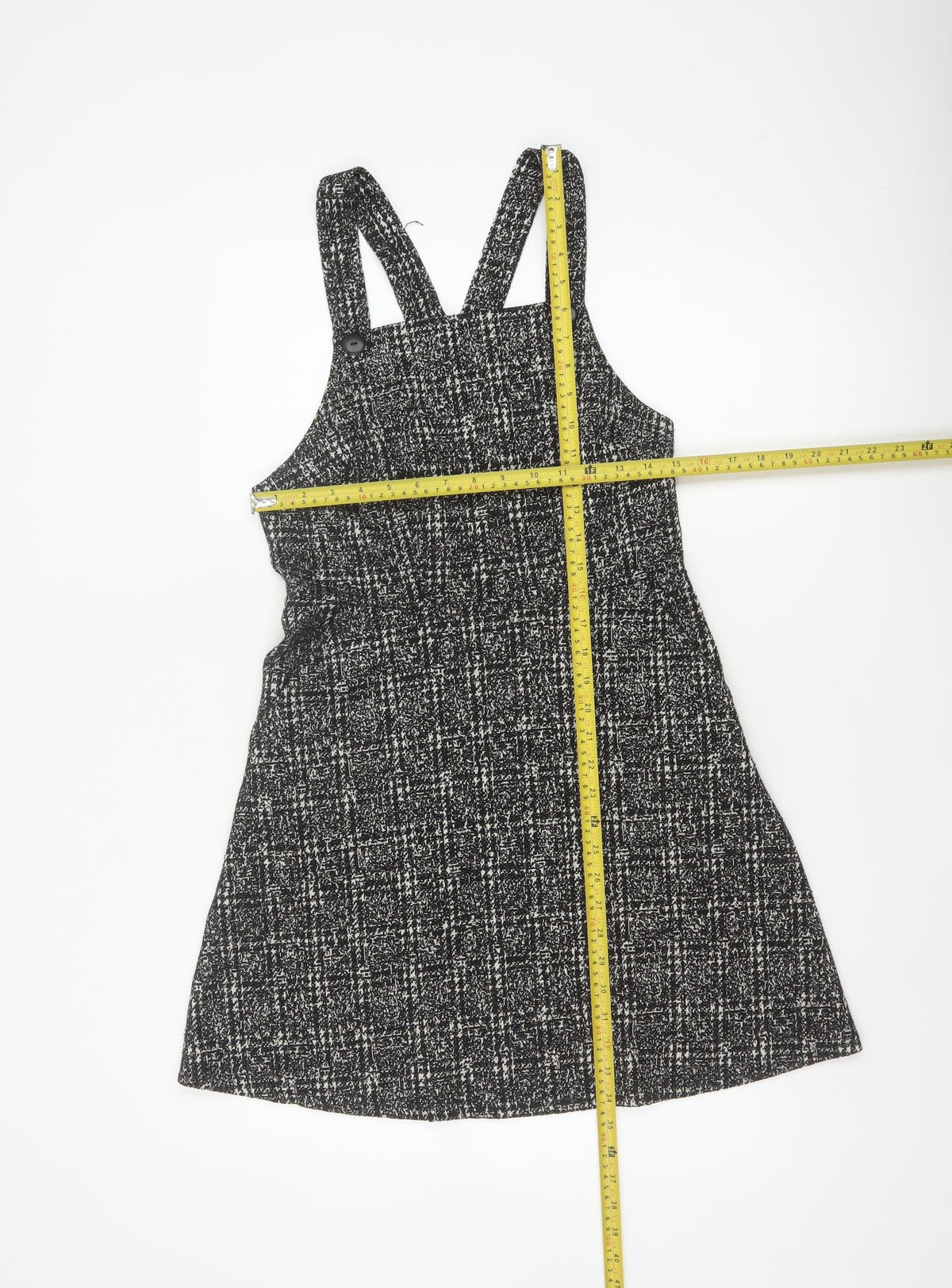 New Look Women Black Check Pinafore Dress Size 10 Short Lined