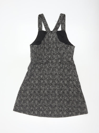 New Look Women Black Check Pinafore Dress Size 10 Short Lined