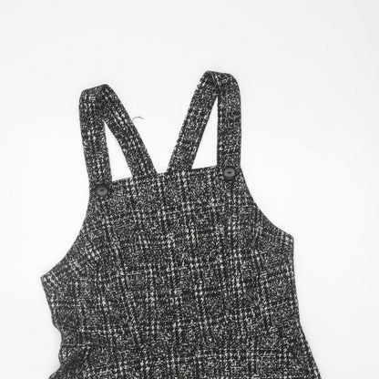 New Look Women Black Check Pinafore Dress Size 10 Short Lined