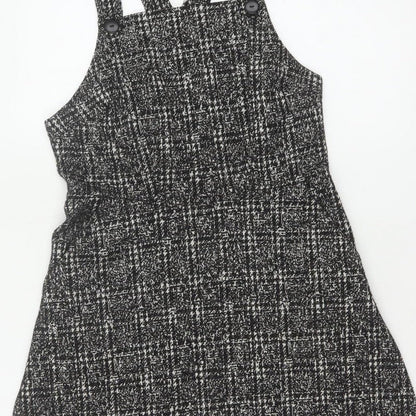 New Look Women Black Check Pinafore Dress Size 10 Short Lined