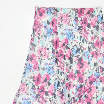 Isle Collection Women’s Pink Floral A-Line Midi Skirt UK 12