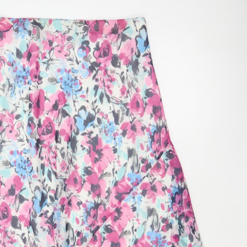 Isle Collection Women’s Pink Floral A-Line Midi Skirt UK 12