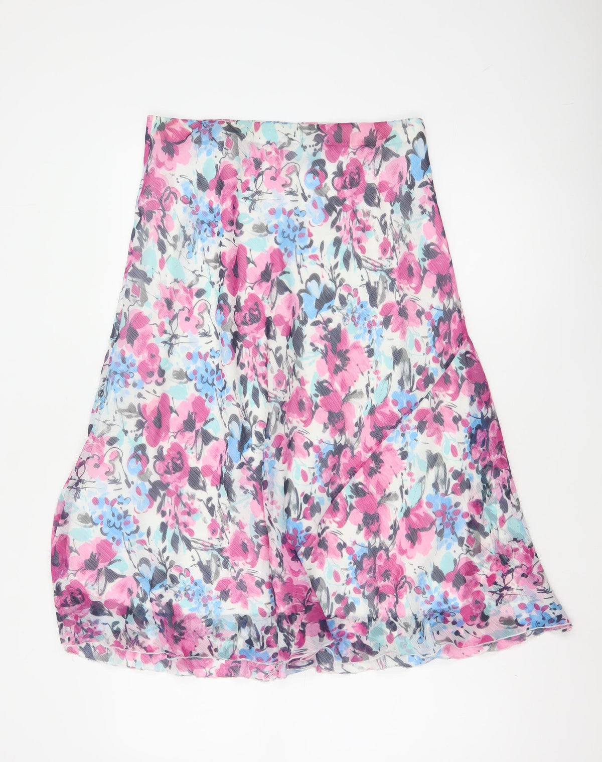 Isle Collection Women’s Pink Floral A-Line Midi Skirt UK 12