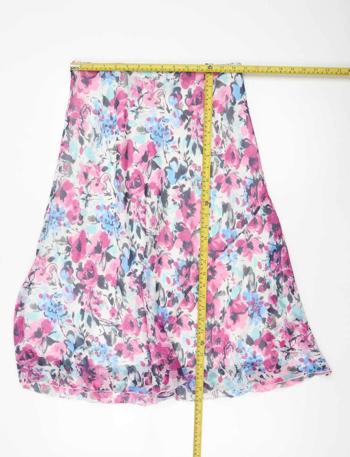 Isle Collection Women’s Pink Floral A-Line Midi Skirt UK 12