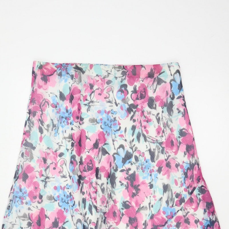 Isle Collection Women’s Pink Floral A-Line Midi Skirt UK 12