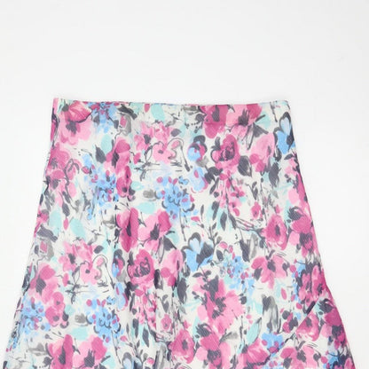 Isle Collection Women’s Pink Floral A-Line Midi Skirt UK 12