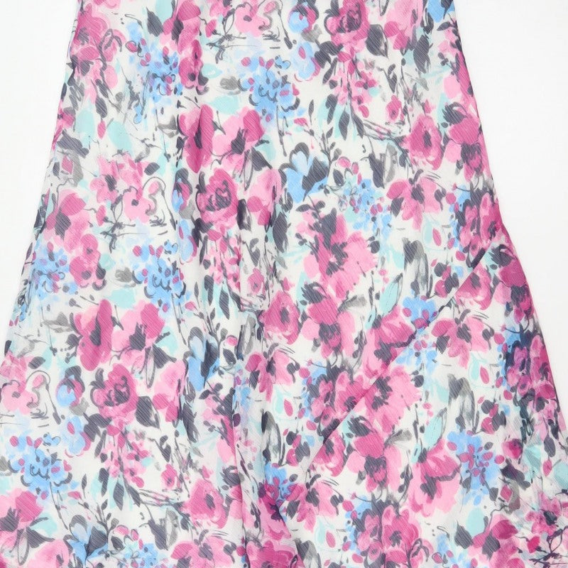 Isle Collection Women’s Pink Floral A-Line Midi Skirt UK 12
