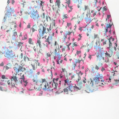 Isle Collection Women’s Pink Floral A-Line Midi Skirt UK 12
