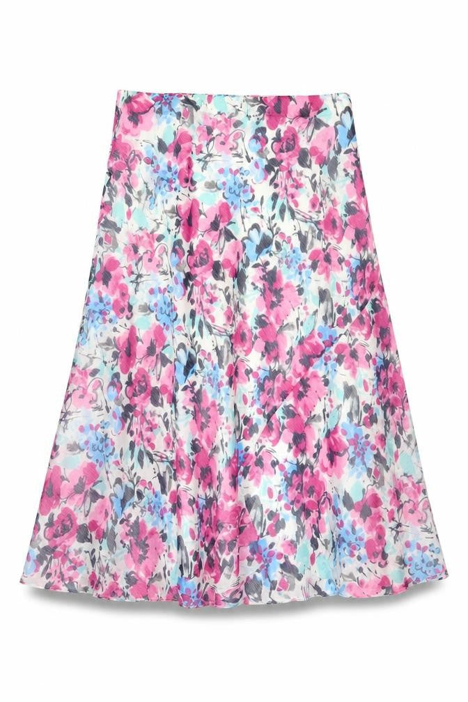 Isle Collection Women’s Pink Floral A-Line Midi Skirt UK 12