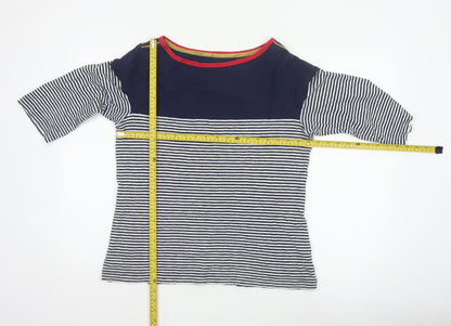 Joules Women Blue UK 16 Ringer Nautical Stripe 3/4 Sleeve Cotton T-Shirt