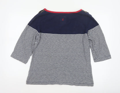 Joules Women Blue UK 16 Ringer Nautical Stripe 3/4 Sleeve Cotton T-Shirt
