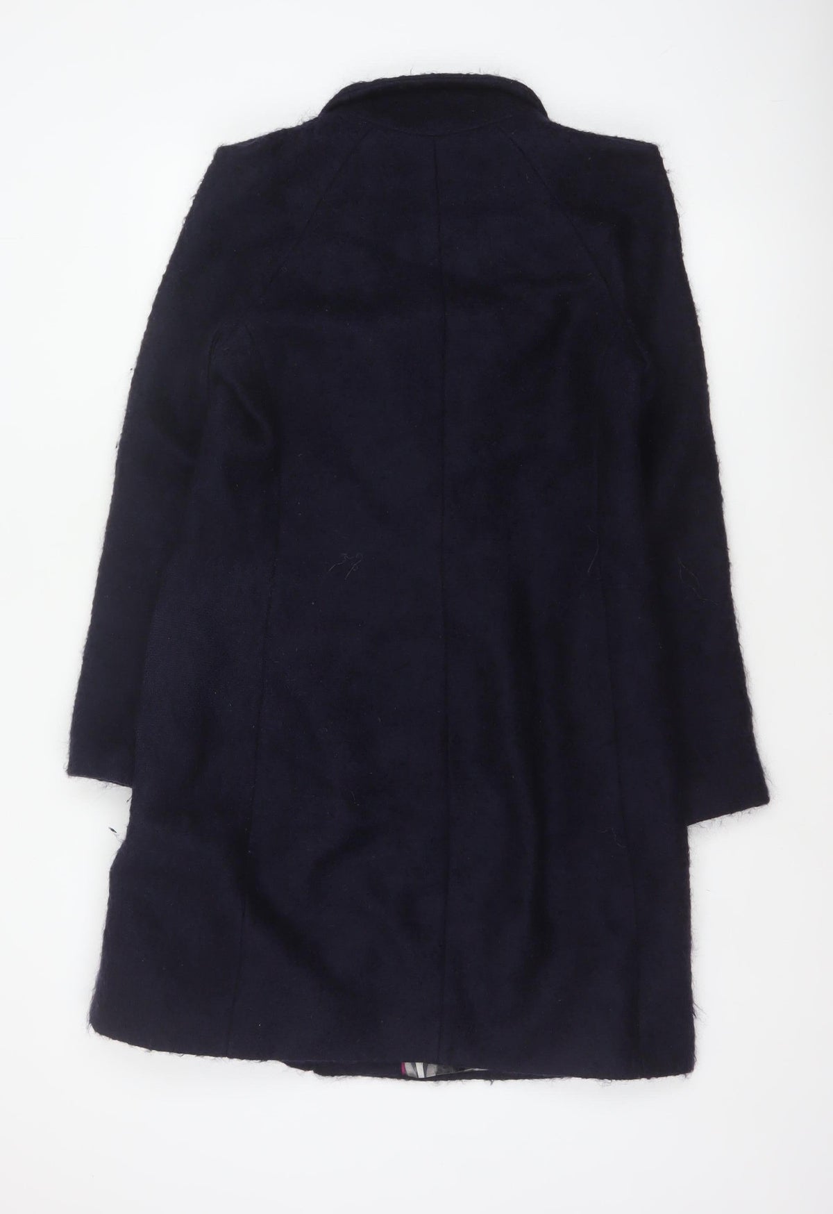 Ted Baker Women’s Navy Wool Blend Long Overcoat UK 10 Asymmetric