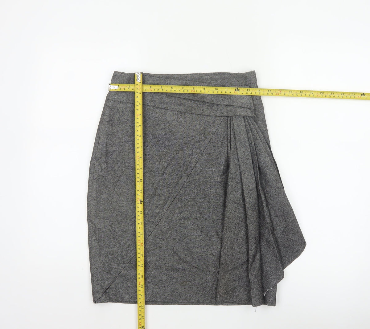 Karen Millen Women Grey UK 10 Herringbone Asymmetric Wrap Pleated Skirt