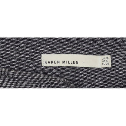 Karen Millen Women Grey UK 10 Herringbone Asymmetric Wrap Pleated Skirt