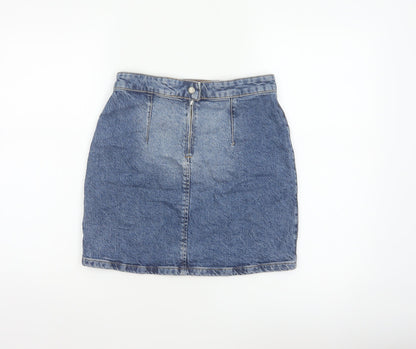 We The Free Women Blue UK 10 Denim Mini Pencil Skirt Zip Slit