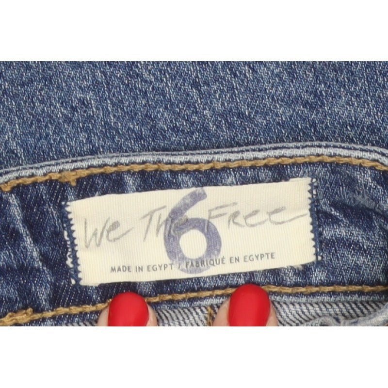 We The Free Women Blue UK 10 Denim Mini Pencil Skirt Zip Slit