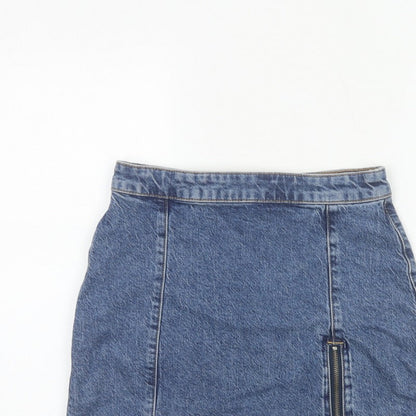 We The Free Women Blue UK 10 Denim Mini Pencil Skirt Zip Slit