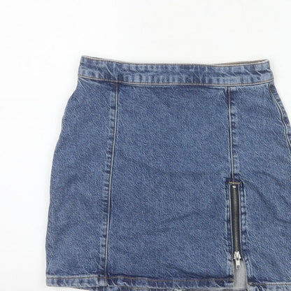 We The Free Women Blue UK 10 Denim Mini Pencil Skirt Zip Slit